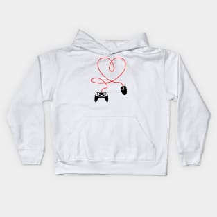 Video Gamer Valentines Day T-Shirt With Controller and mouse Heart Kids Hoodie